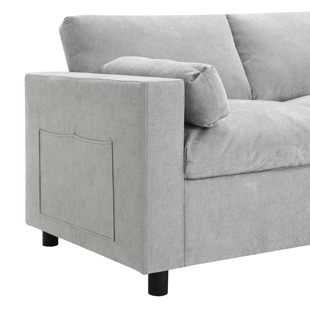 [VIDEO]86.5'' Chenille Modular Sectional Sofa with Storage Pockets, 5 Seat U Shaped Couch Set with Pillows,Free Combination,Modern Cloud Sofa with 2 Movable Ottoman for Living Room,Apartment,3 Colors - Grand Goldman Shop