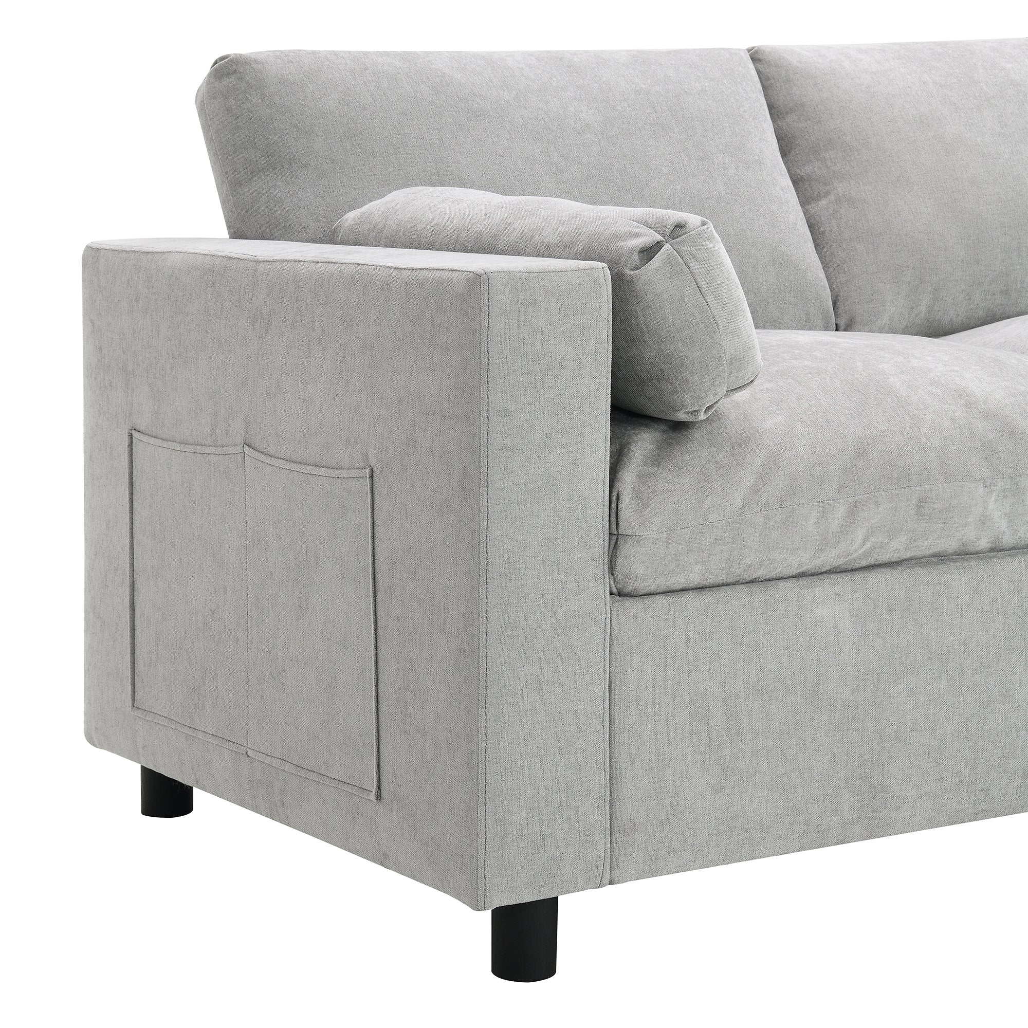 [VIDEO]86.5'' Chenille Modular Sectional Sofa with Storage Pockets, 5 Seat U Shaped Couch Set with Pillows,Free Combination,Modern Cloud Sofa with 2 Movable Ottoman for Living Room,Apartment,3 Colors - Grand Goldman Shop