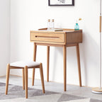 Solid Wood Oak Bistro Table Desk with Storage Drawer and Natural Finish, 60cm Width - Grand Goldman Shop