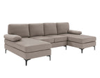 Polyester Blend Upholstered U-Shape Sectional with Metal Legs - Grand Goldman Shop