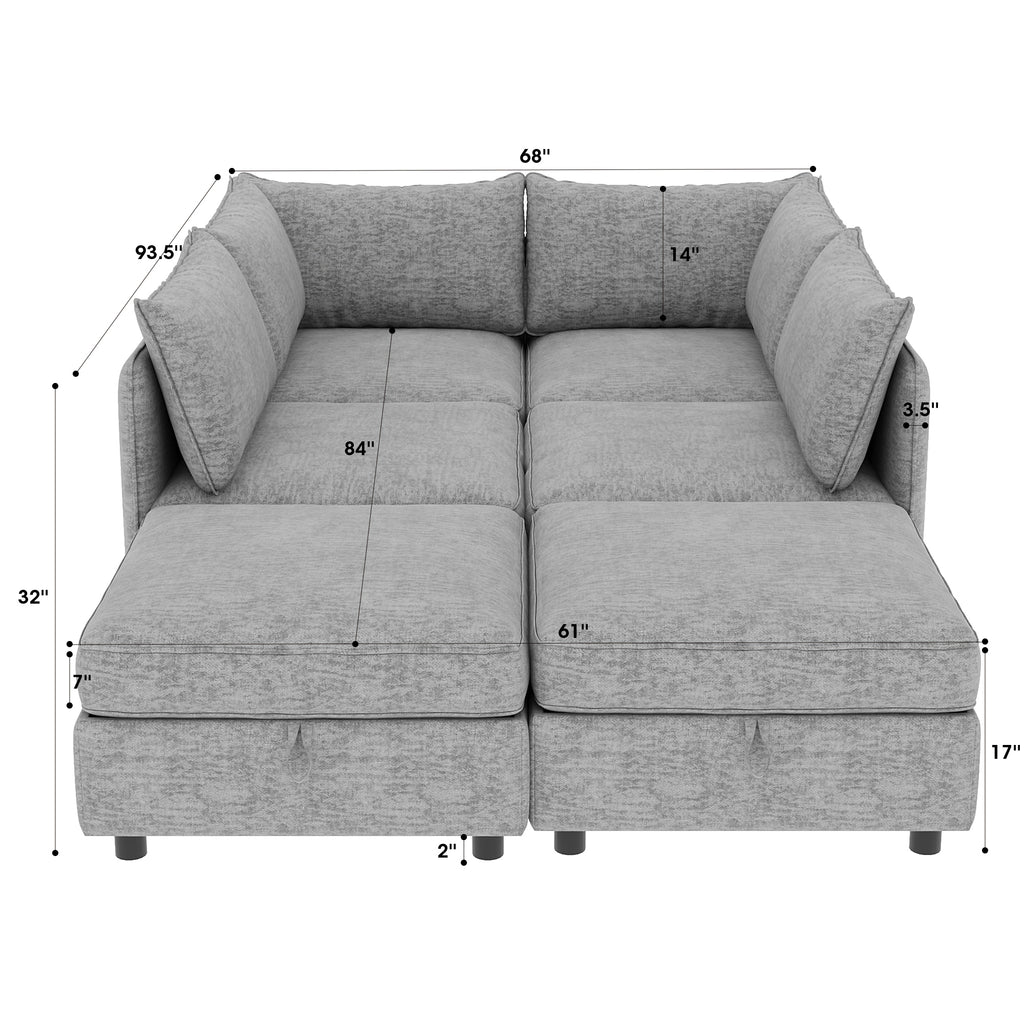 Modular Sectional Sofa, Convertible Sofa Seat With Storage, Sleeper Sectional Sofa Set, Fabric Flexible Modular Combinations for Living Room - Grand Goldman Shop