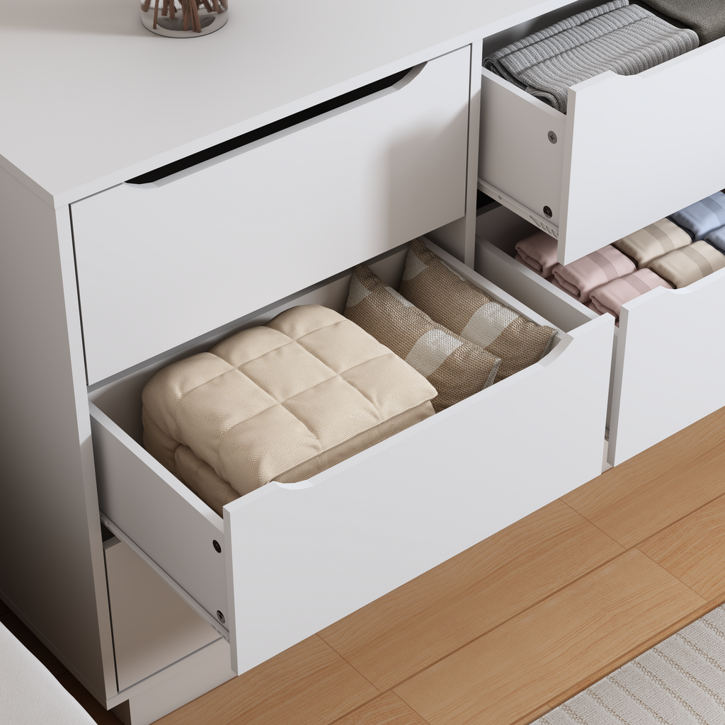 9 Drawer Dresser for Bedroom with Deep Drawers, Large Floor Wood Dressers & Chest of Drawers , Modern White Long Dressers for Closet Living Room - Grand Goldman Shop
