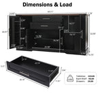 Black Farmhouse Barn Door Storage Cabinet with 2 Drawers & Door Rack, Adjustable Shelves, MDF Construction, 63.11' L x 15.75' W x 32.09' H - Grand Goldman Shop