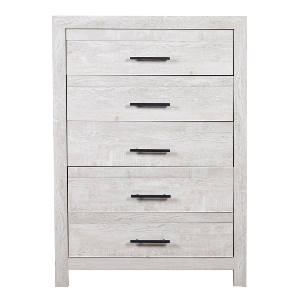 DENVER Modern Full 5PC Bedroom Set Made with Wood in Natural Finish, Full Size Bed & Storage Furniture - Grand Goldman Shop