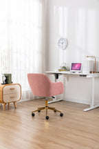 Modern Teddy Fabric Material Adjustable Height 360 Revolving Home Office Chair With Gold Metal Legs And Universal Wheel For I