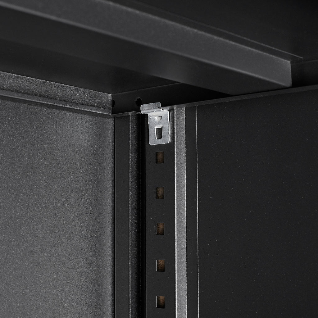 Black Metal Storage Cabinet with Locking Doors and Adjustable Shelf, Folding Filing Locker for Home Office, School, Garage, S
