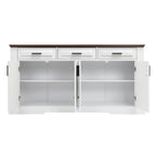 Modern Fluted Sideboard Buffet Cabinet with 4 Doors 3 Drawers, White MDF Storage Console Table for Living Room Dining Room Entryway, 63.11' L x 15.75' W x 32' H - Grand Goldman Shop