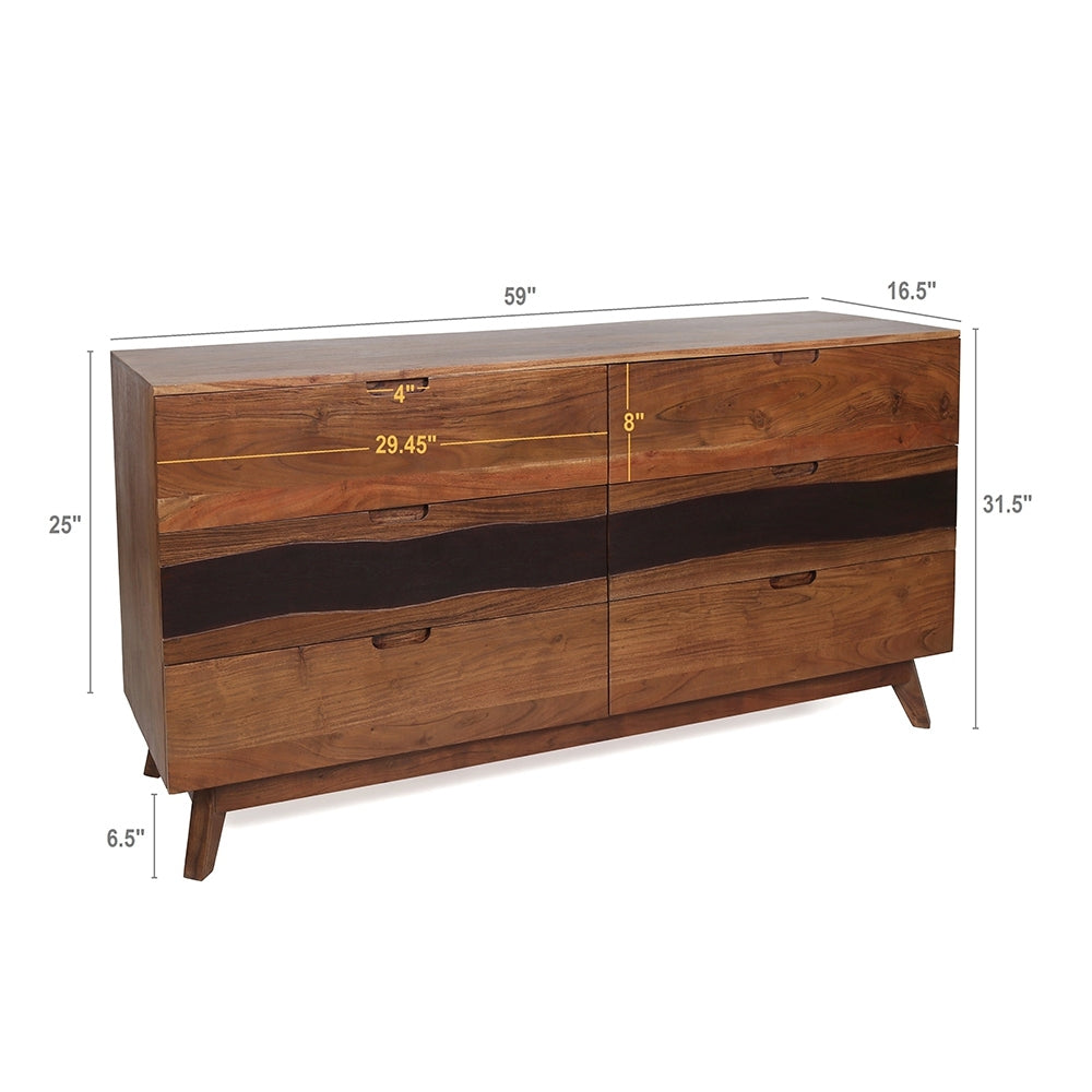 59x16.5x31' Sierra Six Drawer Sideboard, Wood Credenza/Cabinets/Chests/Nightstands - Grand Goldman Shop