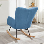 Glider Chair for Living Room Tufted Upholstered Teddy Fabric Rocking Chair with Metal Frame Accent Chair Blue - Grand Goldman Shop