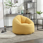 Bedding Bean Bag Sofa Chair with High-Pressure Foam and Footrest, Yellow Microfiber - Grand Goldman Shop