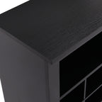 ON-TREND Sleek Design 24 Shoe Cubby Console, Modern Shoe Cabinet with Curved Base, Versatile Sideboard with High-quality for Hallway, Bedroom, Living Room, Black - Grand Goldman Shop