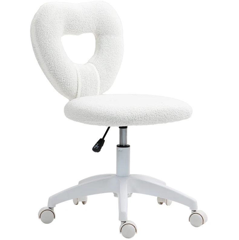 Office Task Chair, Heart Chair with Swivel Wheels, White - Grand Goldman