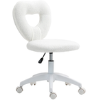 Office Task Chair, Heart Chair with Swivel Wheels, White - Grand Goldman
