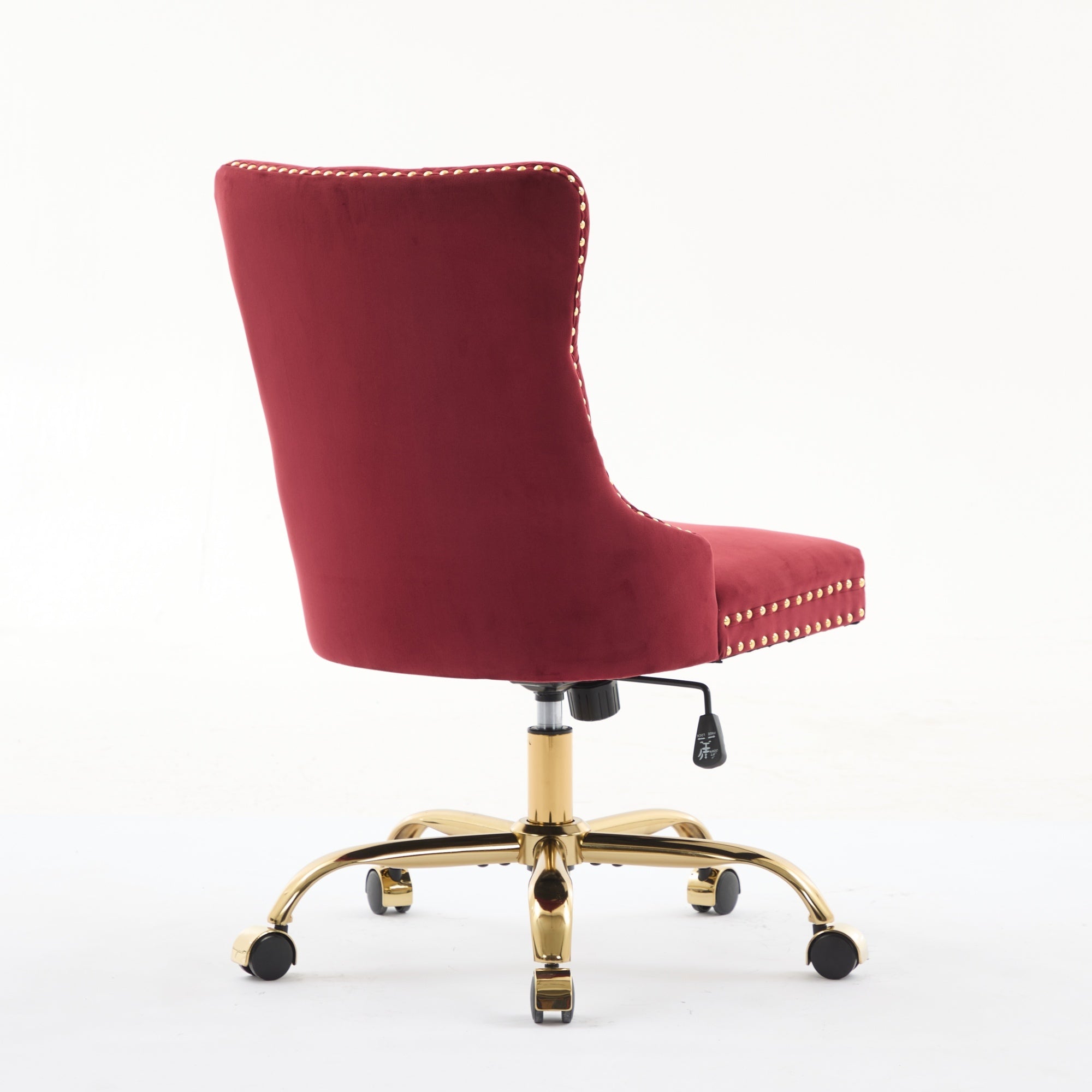 Stylish A&A Furniture Office Chair,Modern Velvet Upholstered Tufted Button Home Office Chair with Golden Metal Base,Adjustabl