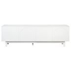 ON-TREND Graceful TV Stand with Arch Cabinets for TVs Up to 78'', Minimalist Entertainment Center with Solid Wood Legs, Practical Media Console with Adjustable Shelves for Living Room, White - Grand Goldman Shop