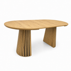 Wooden Dining Table, Flexible and Extendable, Multi-functional and Space-saving, Fashionable Oval Design and Slatted Table Legs, Tea Table or Office Desk, Beautiful and Practical - Grand Goldman Shop