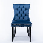 Nikki Collection Modern, High-end Tufted Solid Wood Contemporary Velvet Upholstered Dining Chair with Wood Legs Nailhead Trim 2-Pcs Set,Blue, SW2001BL - Grand Goldman Shop