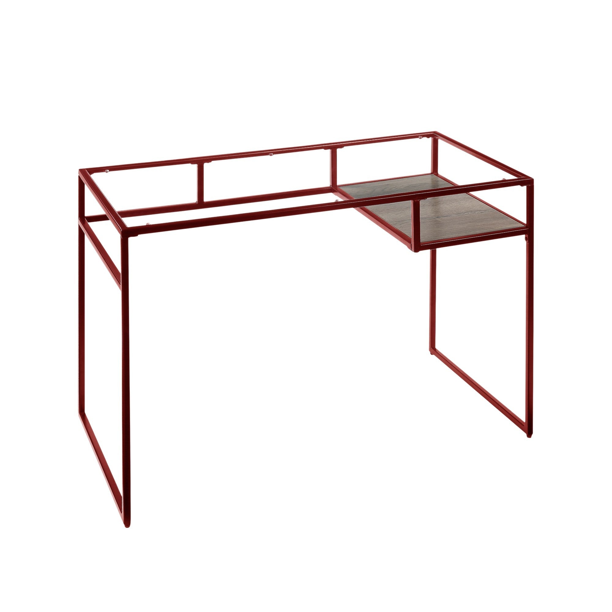 Yasin Glass Top & Red Finish Writing Desk - Grand Goldman