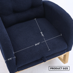 LY-5104 Accent Rocking Chair with Footrest & Storage Pocket, Deep Navy Blue High-Back Rocker, Rubber Wood Lounge Chair for Nursery Living Room, 38.36'W x 26.77'D x 39.76'H - Grand Goldman Shop