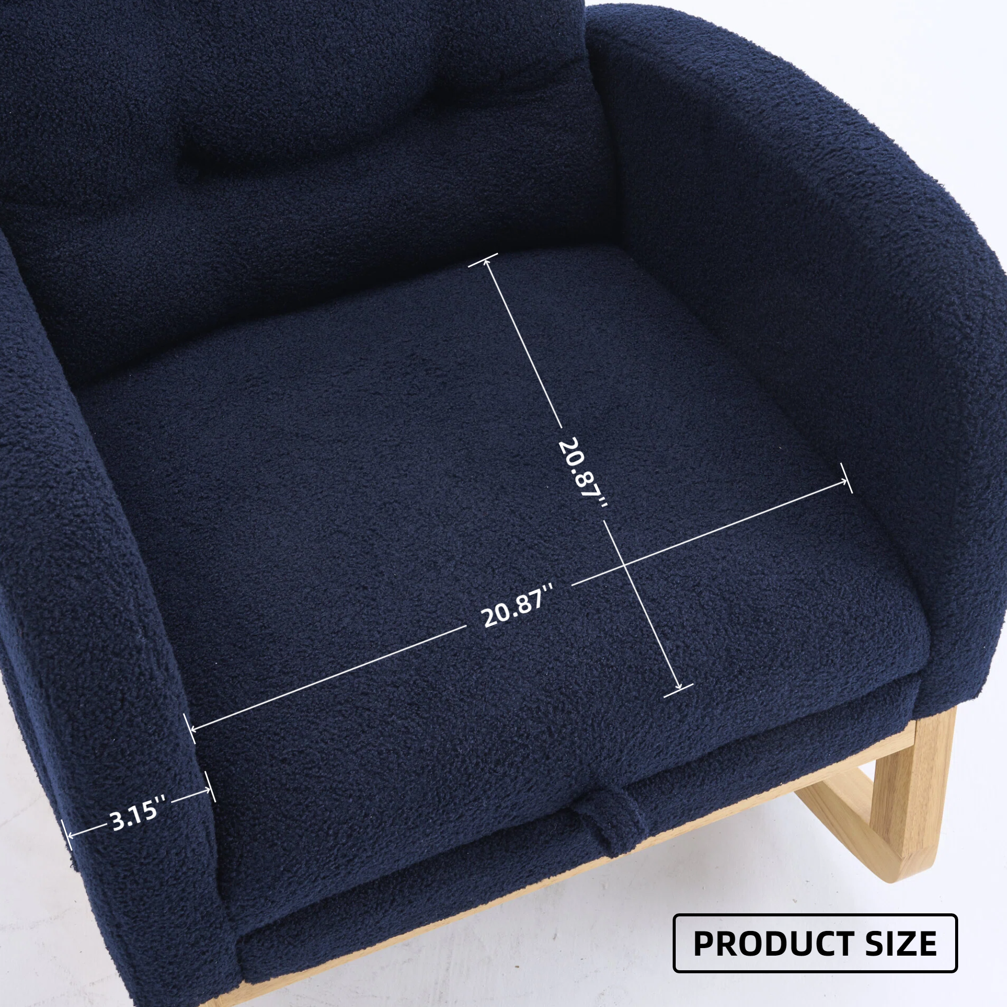 LY-5104 Accent Rocking Chair with Footrest & Storage Pocket, Deep Navy Blue High-Back Rocker, Rubber Wood Lounge Chair for Nursery Living Room, 38.36'W x 26.77'D x 39.76'H - Grand Goldman Shop