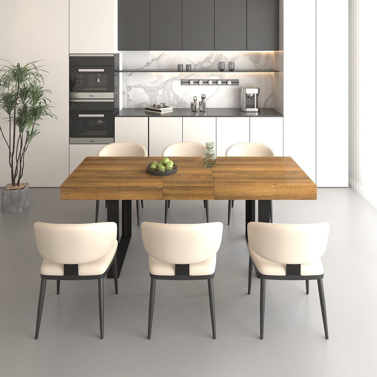 Rectangle extendable dining table for 6-10 people aged effect wood and black 160-200 cm - Grand Goldman Shop