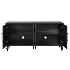 Carved Flower Door Large Storage Cabinet With Metal Handle Suitable For Living Room, Kitchen, Entryway(BLACK) - Grand Goldman Shop