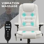 HOMCOM High Back Vibration Massage Office Chair with 6 Vibration Points, Heated Reclining PU Leather Computer Chair with Armr