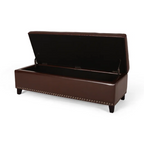 Ottoman with Storage, 51 Inch Large Ottomans Storage Bench, Upholstered End of Bed Bench with Hinged Lid, Long Foot Rest Stool for Living Room Bedroom - Grand Goldman Shop