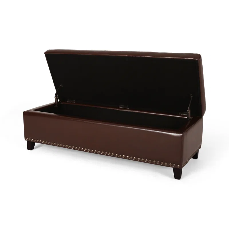 Ottoman with Storage, 51 Inch Large Ottomans Storage Bench, Upholstered End of Bed Bench with Hinged Lid, Long Foot Rest Stool for Living Room Bedroom - Grand Goldman Shop