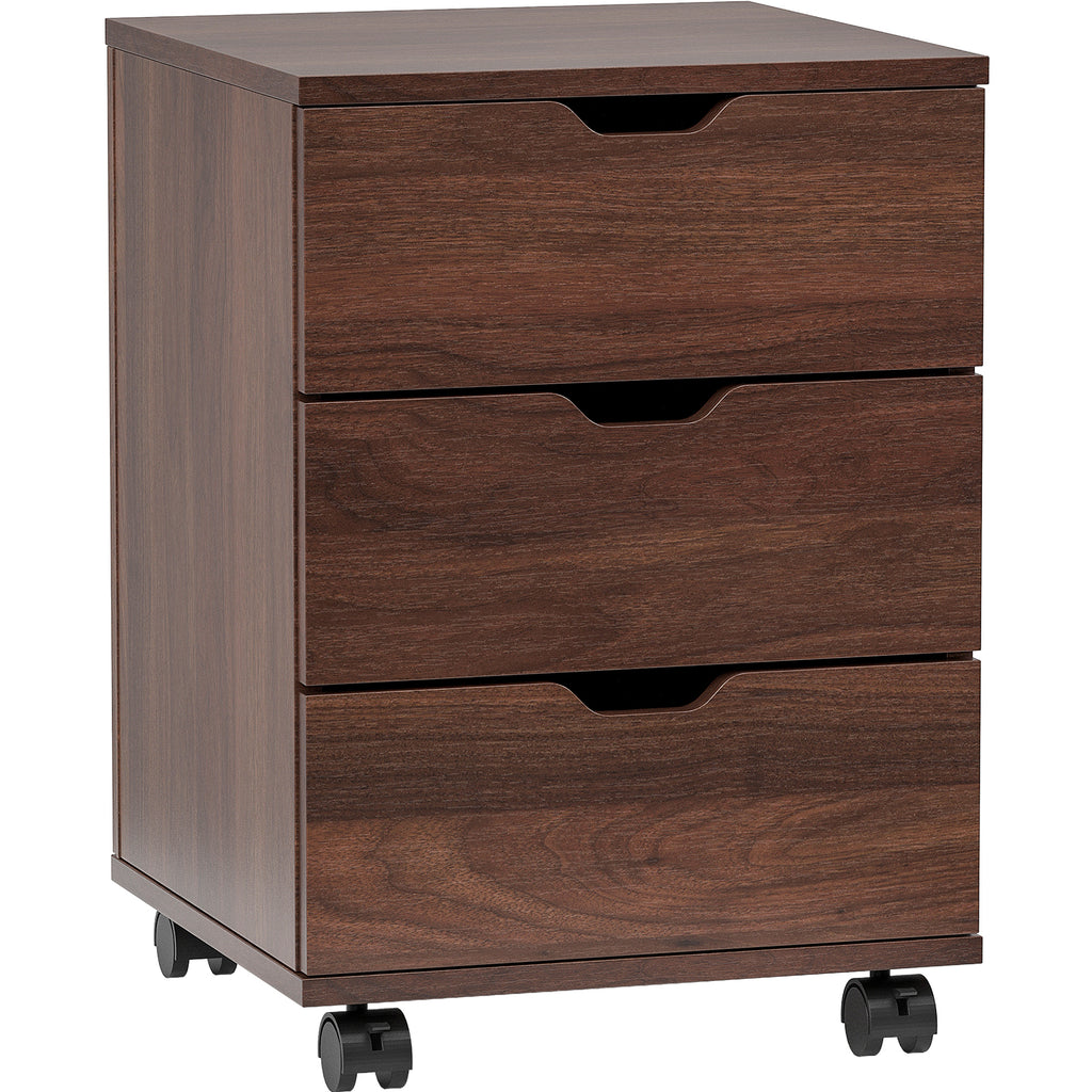 3-Drawer Vertical Filing Cabinet Rolling Wood Mobile File Cabinets Under Desk for Home Office with Casters (Non-Assembled) - 