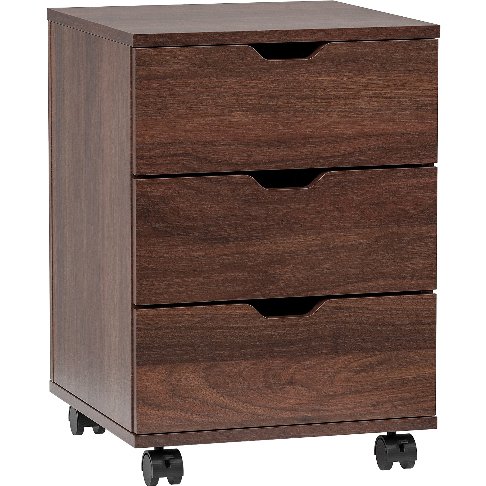 3-Drawer Vertical Filing Cabinet Rolling Wood Mobile File Cabinets Under Desk for Home Office with Casters (Non-Assembled) - 