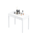 White 35.43' Vanity Desk with Drawer – Modern Makeup Table with Scalloped Front & Gold Knob, Compact Writing Desk with 4 Sturdy Legs for Bedroom, Small Home Office & Apartment Spaces - Grand Goldman Shop