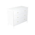 White 4-Drawer Kids Dresser with Antique Brass Pulls, Wooden Storage Cabinet for Nursery or Toddler Bedroom, 35.4' Wide - Grand Goldman Shop