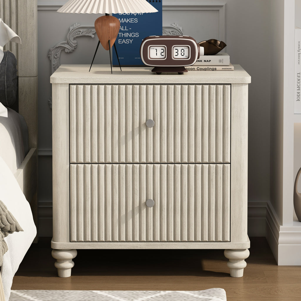 3-Piece Bedroom Set with Queen Size Bed and 2 Nightstands, Beige - Grand Goldman Shop