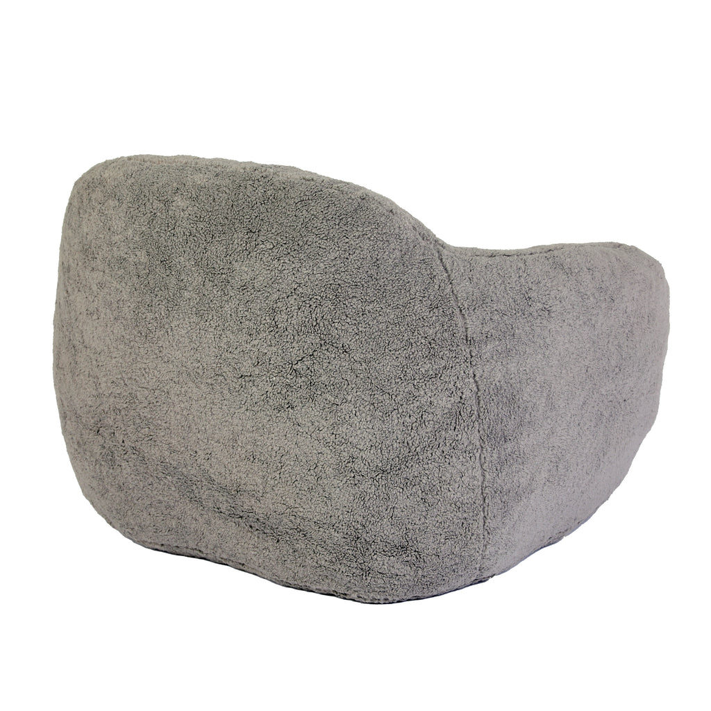 Giant Bean Bag Chair for Adults, Spacious Memory Foam Bean Bag Sofa with Armrests in Light Gray Teddy Fabric, Comfy Seating for Living Room or Bedroom - Grand Goldman Shop