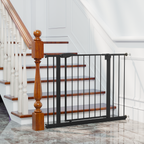 Black Pressure-Mounted Baby Gate for Stairs and Doorways, 29.5-44.1' Wide, Steel and ABS Construction, Easy Walk-Through Safe
