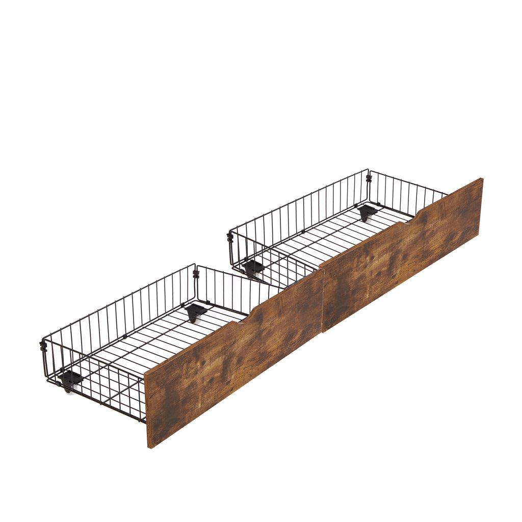 Modern QUEEN Bed Drawers with Wheels in Black and Brown MDF and Metal, 28.3 x 15.7 x 7.7 inches - Grand Goldman Shop