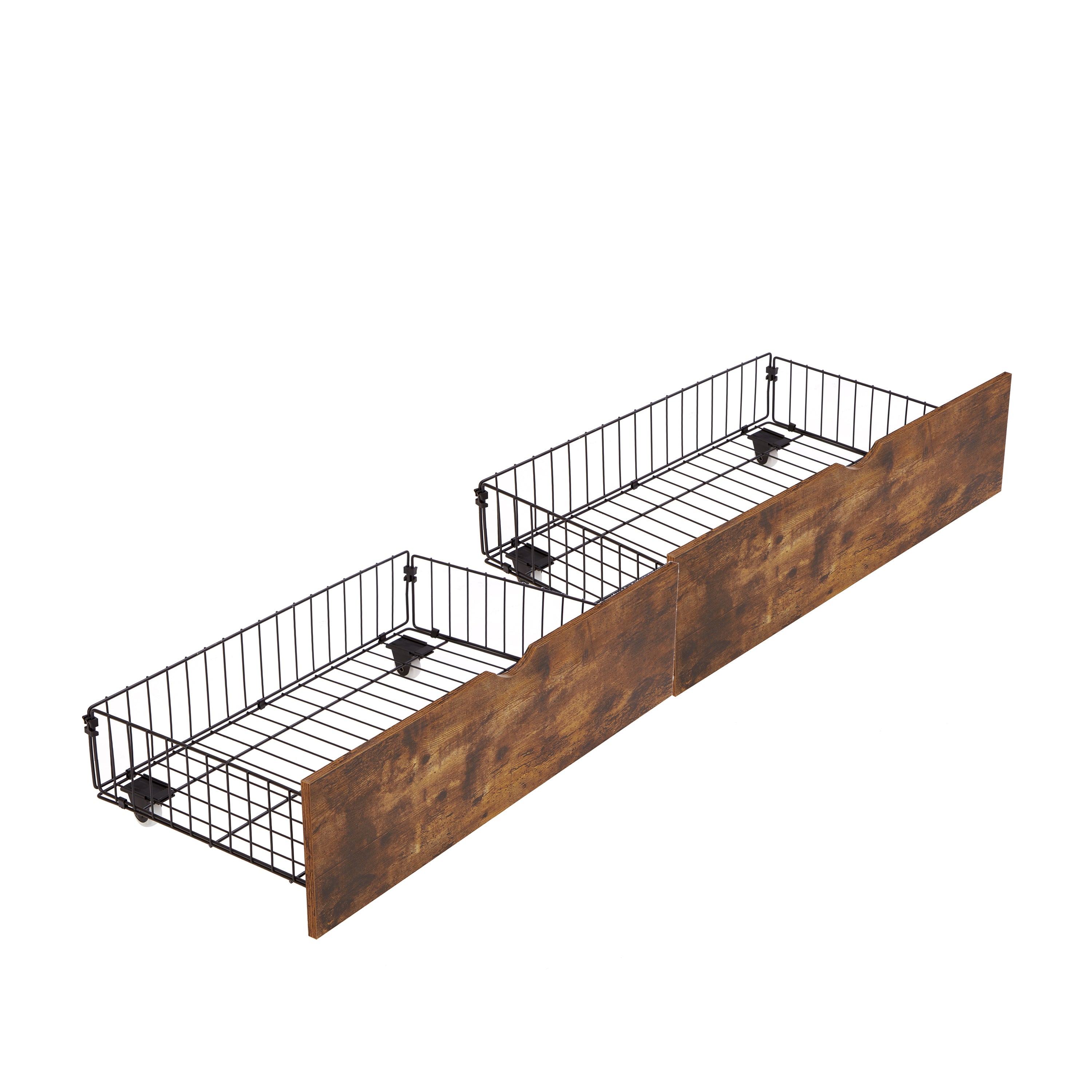 Modern QUEEN Bed Drawers with Wheels in Black and Brown MDF and Metal, 28.3 x 15.7 x 7.7 inches - Grand Goldman Shop