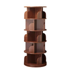5 Tier Rotating Bookshelf, 360° Display Round Spinning Bookshelf, Space-Saving, Small Space Rotating Bookshelf Tower for Bedroom, Living Room, Home, Office, Walnut - Grand Goldman Shop