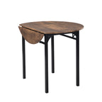 TOPMAX Modern 3-Piece Round Dining Table Set with Drop Leaf and 2 Chairs for Small Places,Black Frame+Rustic Brown Finish - Grand Goldman Shop
