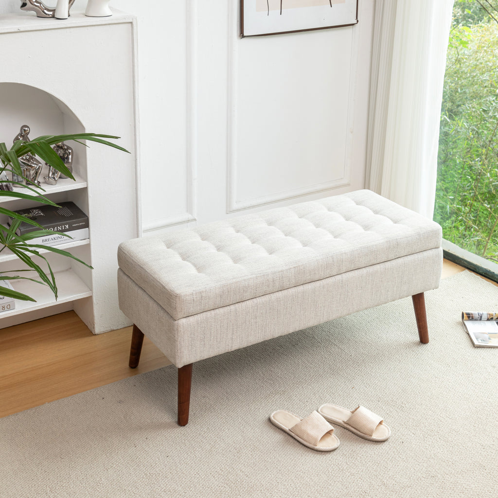 Storage Bench with Storage Bench for Bedroom End of Bed Bench Foot of Bed Bench Entryway Bench Storage Ottoman Bench 43.7' W x 18.1' D Off White Bench - Grand Goldman Shop
