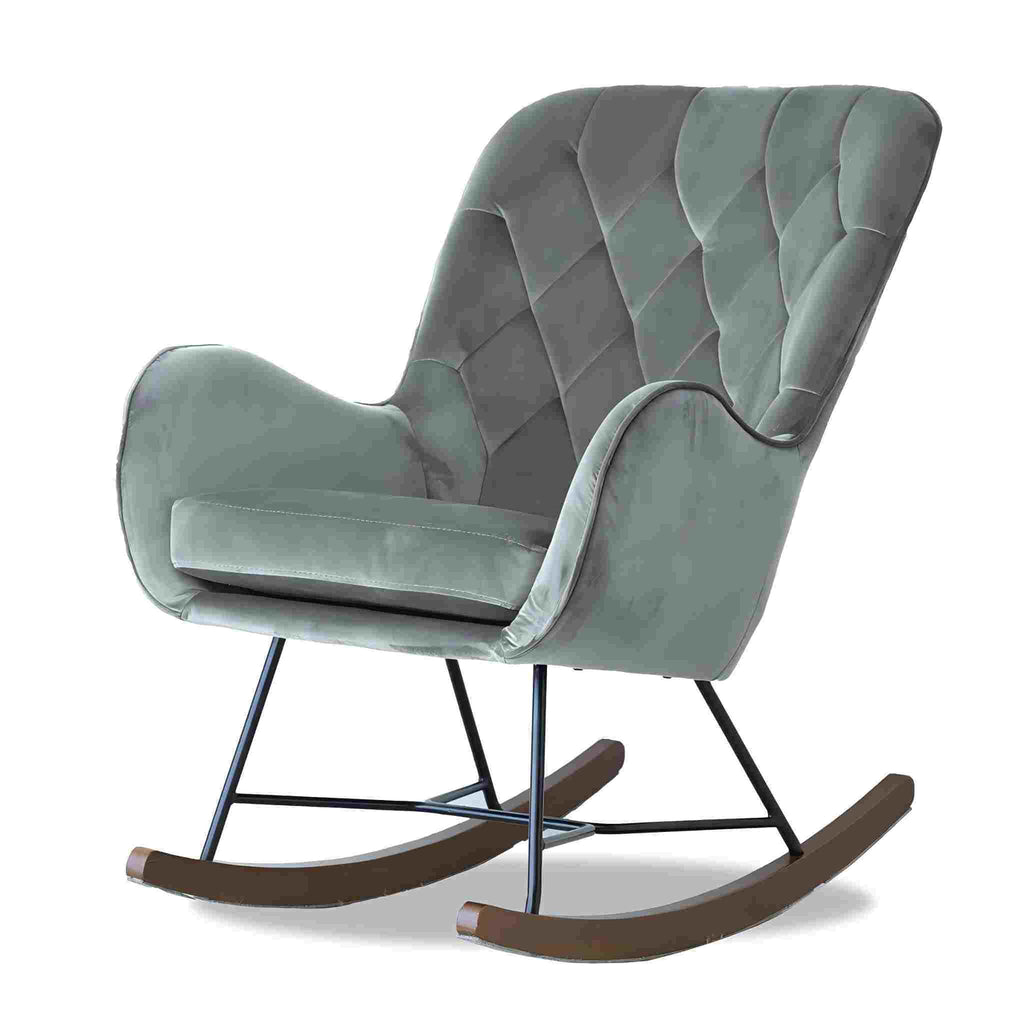 Hannah Mid Century Modern Rocking Chair In Dark Grey - Grand Goldman Shop