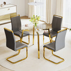 Modern minimalist style circular transparent tempered glass table, tempered glass tabletop, golden metal legs, suitable for kitchen, dining room, and living room, 42 '* 42' * 29.5 '1123r - Grand Goldman Shop