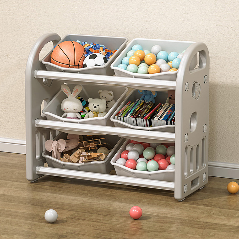 Kids Toy Storage Organizer with 6 Bins, Multi-functional Nursery Organizer Kids Furniture Set Toy Storage Cabinet Unit with H
