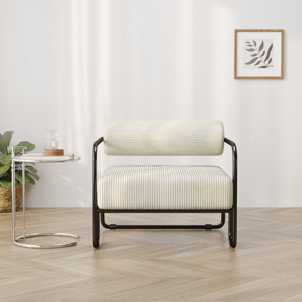 Living room iron sofa chair, lazy individual chair, balcony leisure chair (Color: Beige) - Grand Goldman Shop