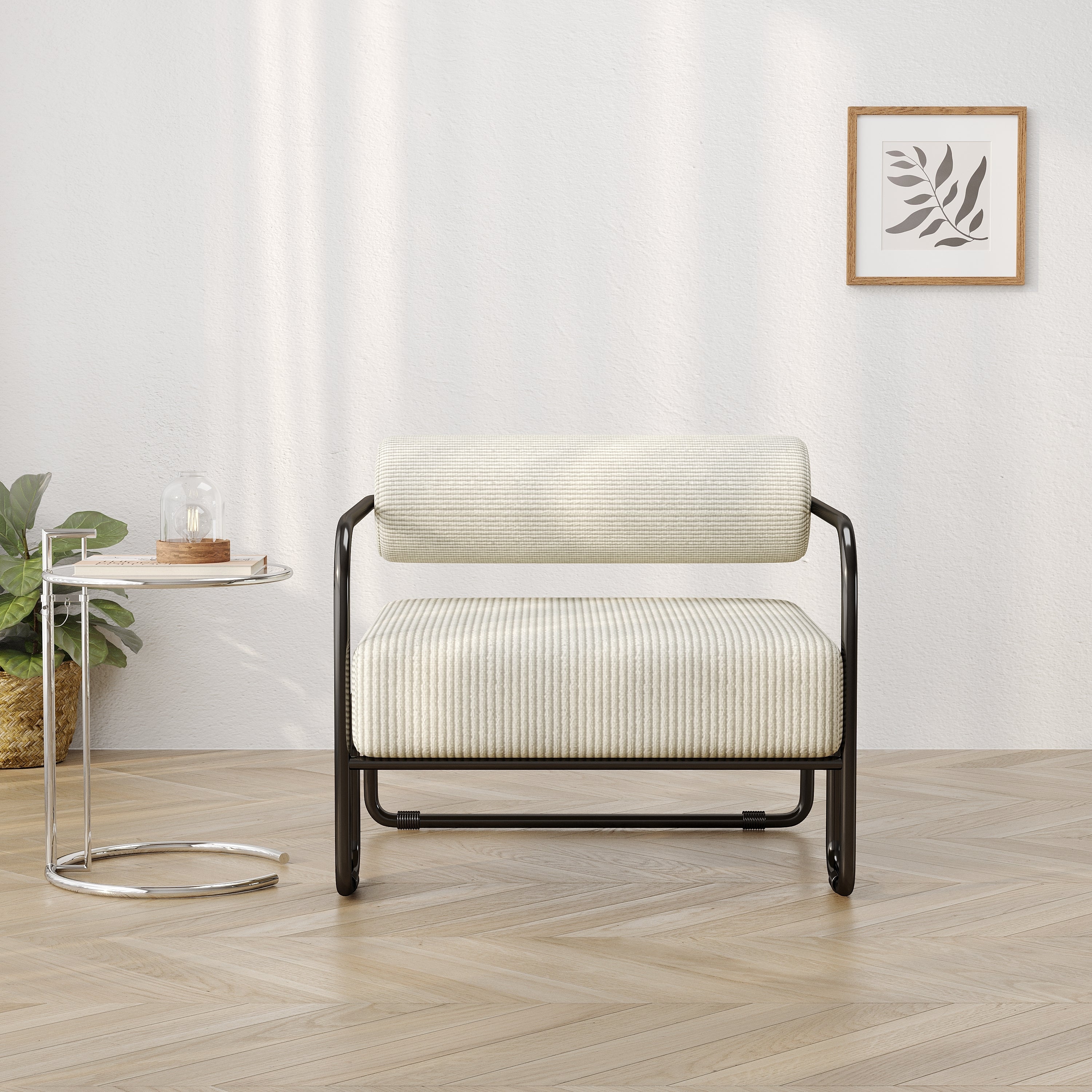 Living room iron sofa chair, lazy individual chair, balcony leisure chair (Color: Beige) - Grand Goldman Shop