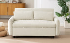 Modern Convertible Pull-out Sofa Bed with USB Ports and Pillows, Beige Corduroy, 57.48 inches - Grand Goldman Shop