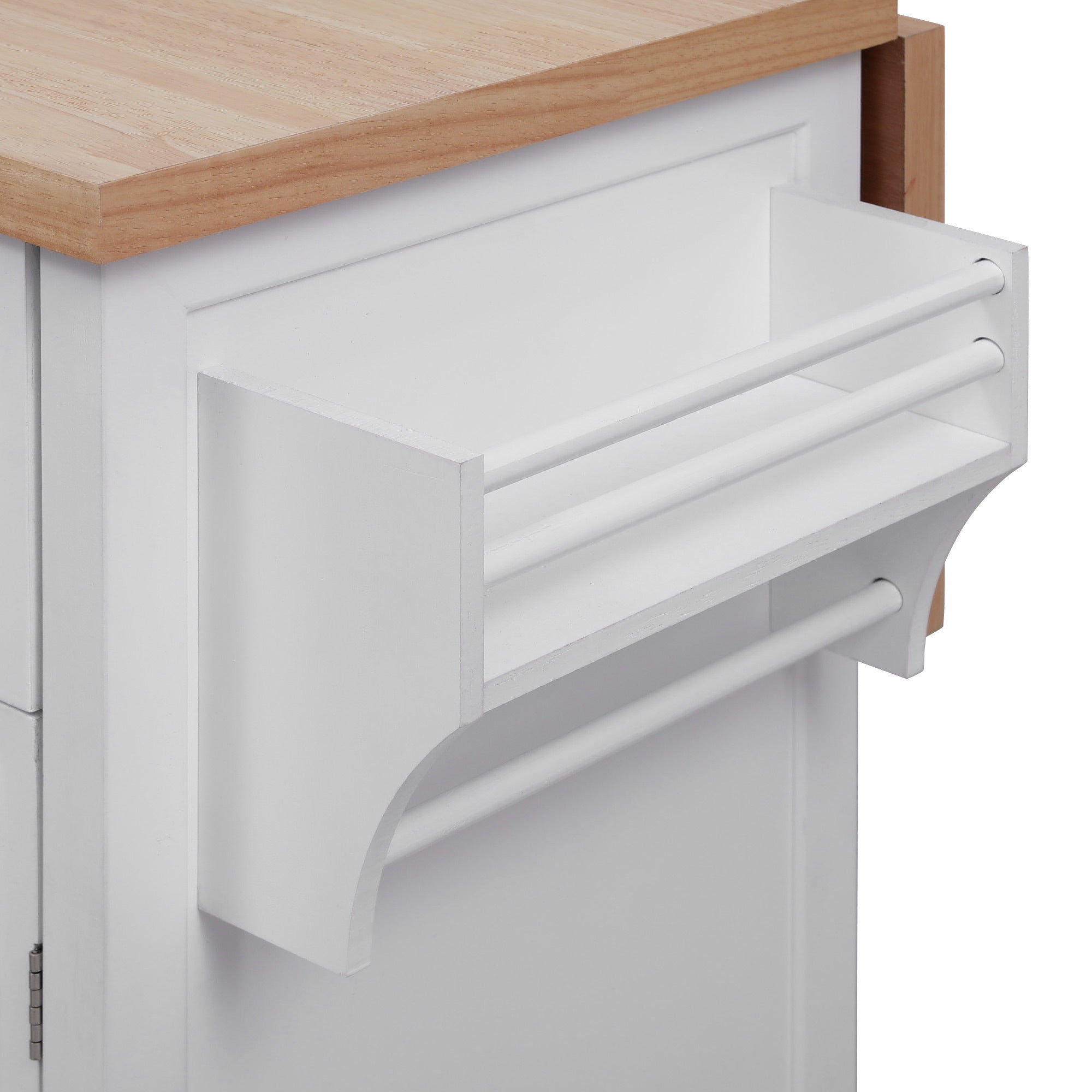 K&K 56.5'' Kitchen Island with Drop Leaf, Power Outlet, Embossed Vertical Stripe Rolling Kitchen Cart on Wheels with 4 Doors , 5 Deep Drawers and Adjustable Shelves, for Kitchen, Dining Room, White - Grand Goldman Shop