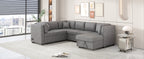U-shaped Sectional Sofa Pull out Sofa Bed with USB Ports, Power Sockets, Storage Chaise, Light Gray Chenille, 108.6' - Grand Goldman Shop