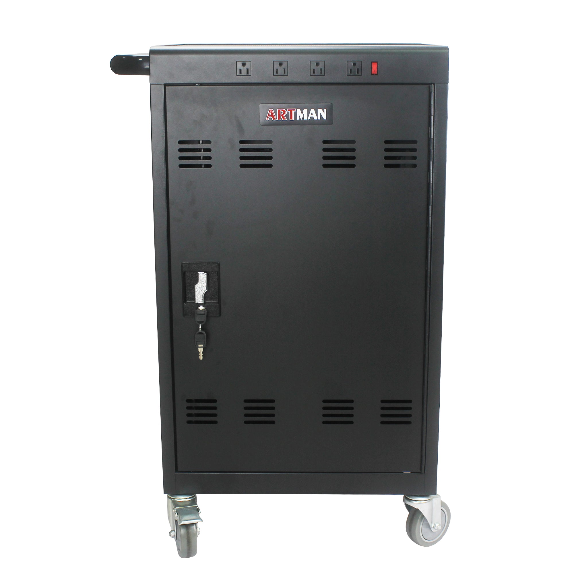 Mobile Charging Cart for Tablets Laptops 35-Device Capacity Matt Black Metal | Premium Home Decor - Grand Goldman
